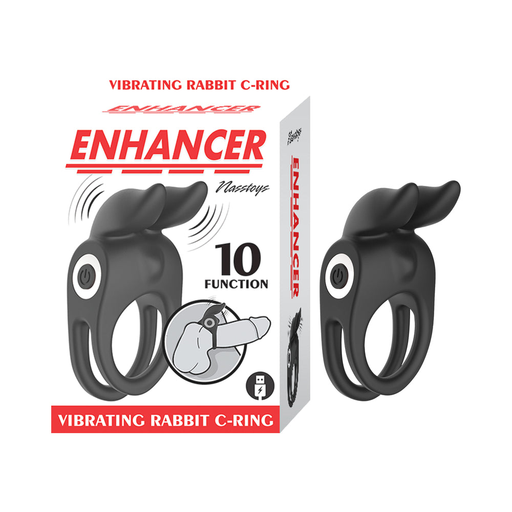 Enhancer Vibrating Rabbit Cock Ring - Black